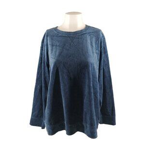 NWT $39 KAREN SCOTT Fall Soft Velour Sweatshirt Petite XL Blue Pullover